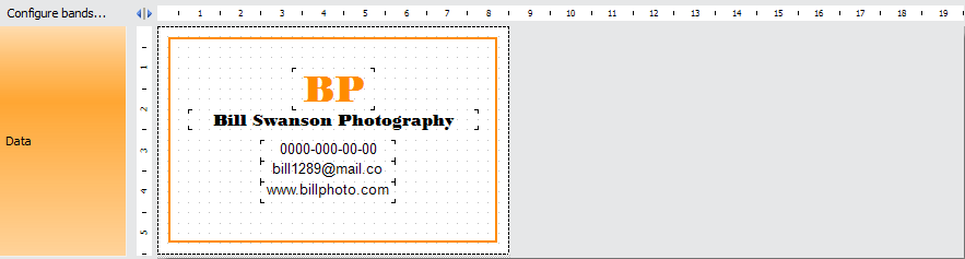 Business card report template.