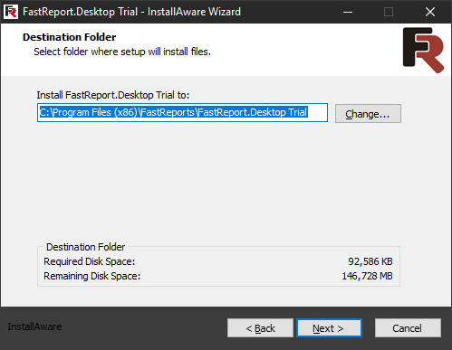 FastReport Desktop Install wizard. Fifth step