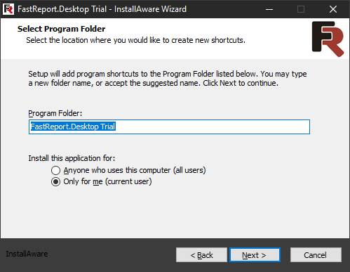 FastReport Desktop Install wizard. Sixth step