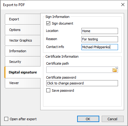 Экспорт в PDF