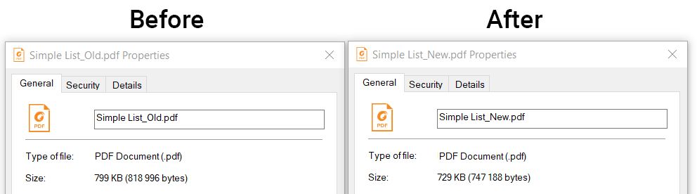 Smaller size of PDF export